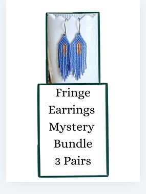 Boho Beaded Fringe Earrings Mystery Bundle, 3 Pairs